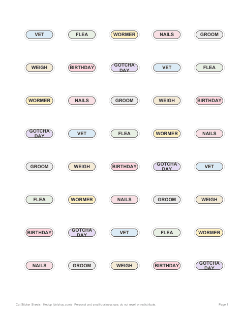 Preview of the first page of Planner stickers