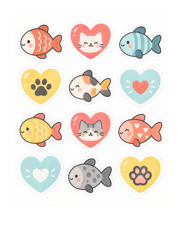 Preview of Printable Cat Sticker Sheets