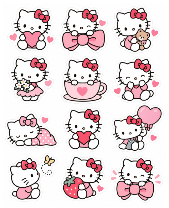 Preview of Hello Kitty Stickers Printable Free Download