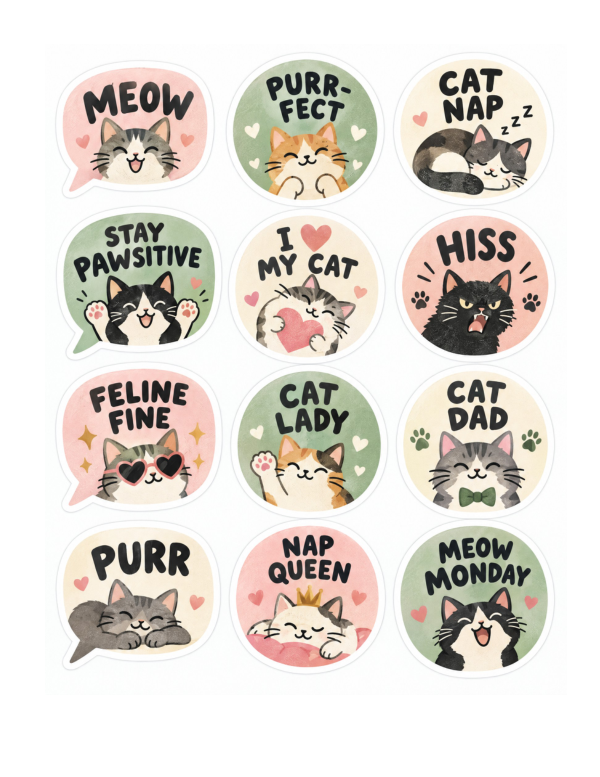 Preview of Printable Cat Quote Stickers